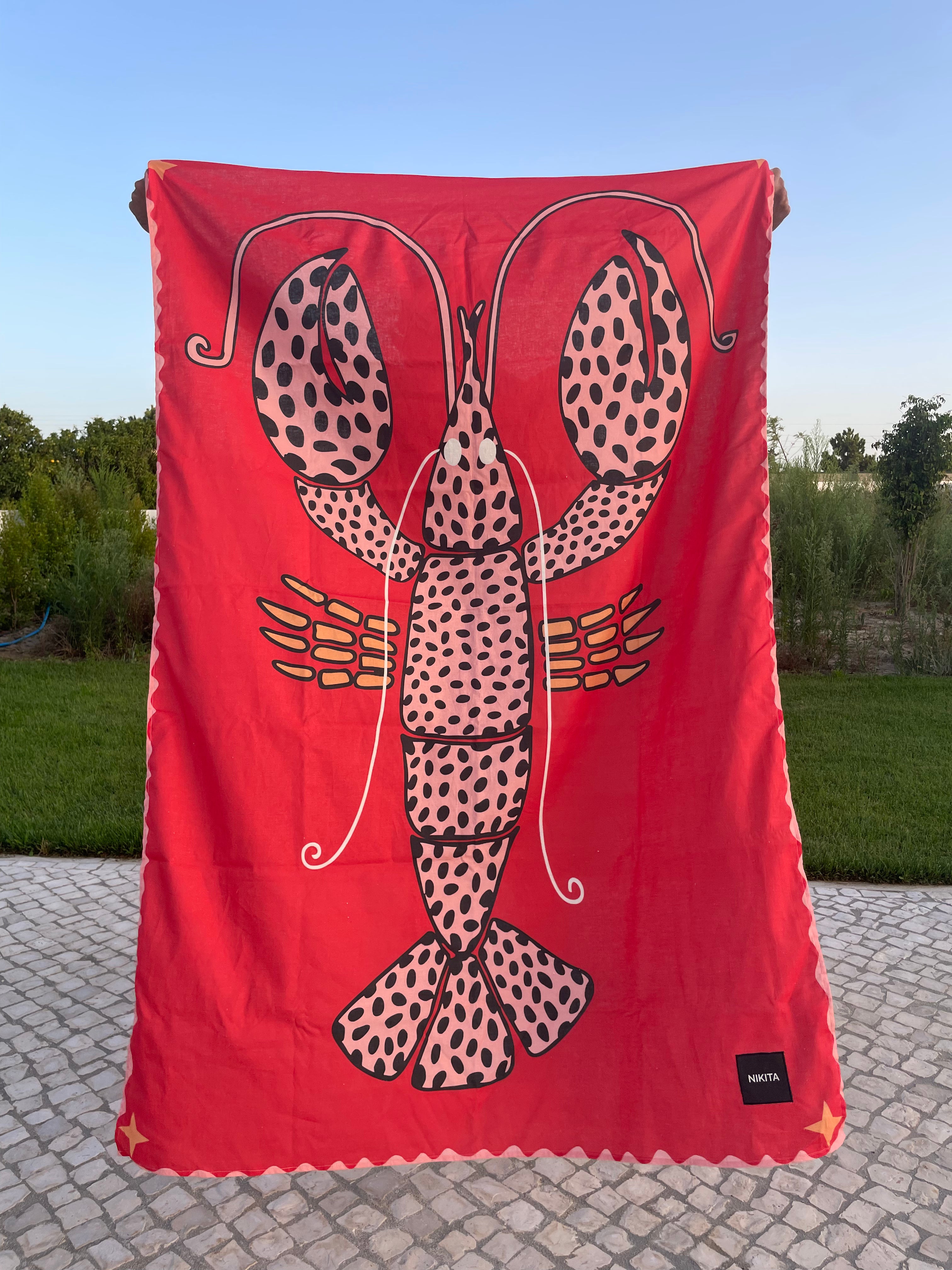 PINK LOBSTER BEACH TOWEL