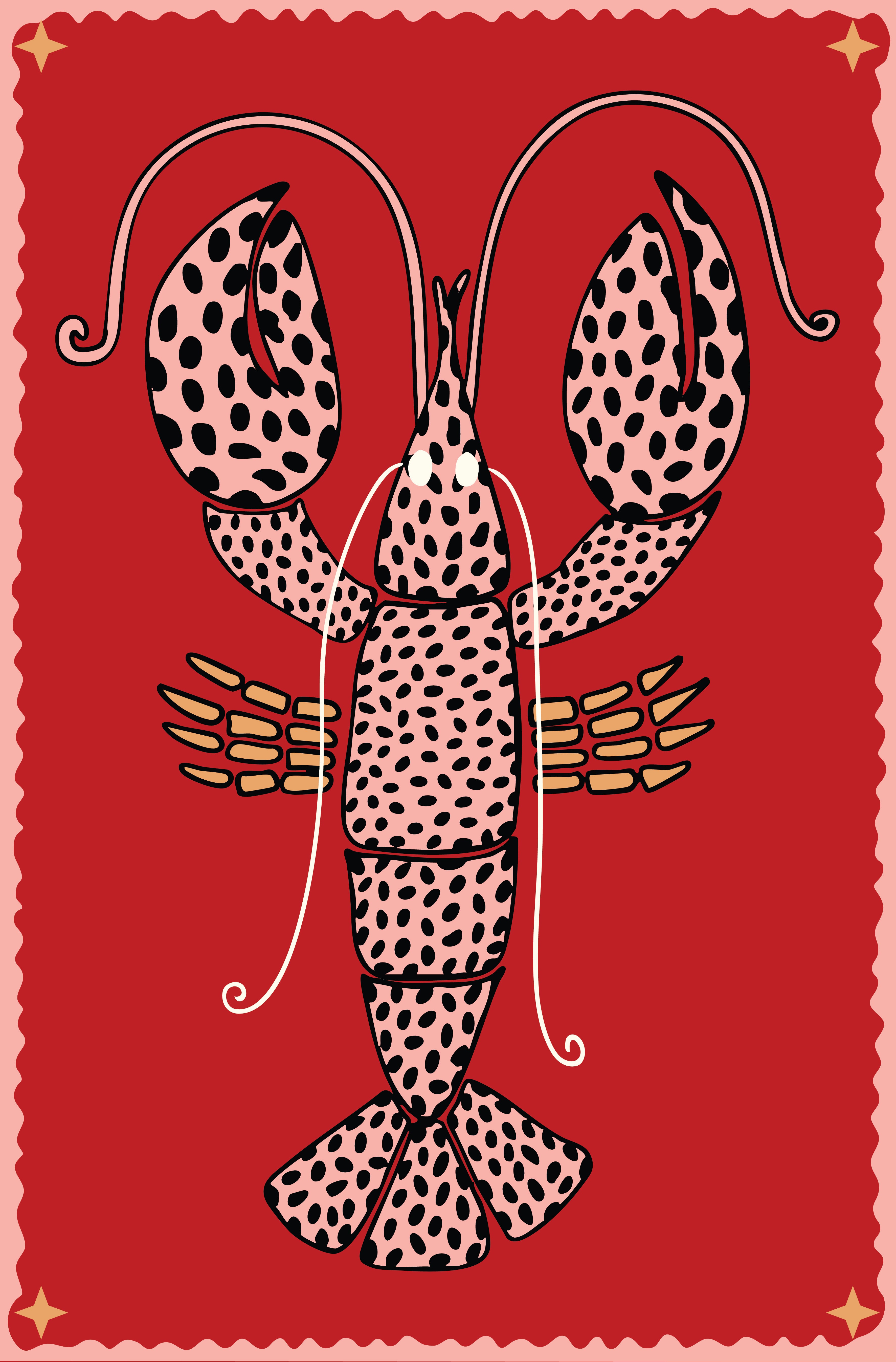 PINK LOBSTER BEACH TOWEL